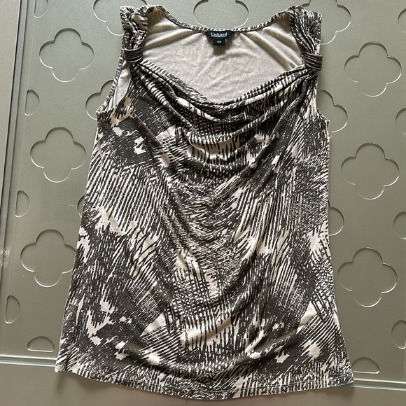 KENNETH COLE Boho Tank Top Wood Ring Straps Beige Olive Print Women’s Medium - Picture 16 of 16